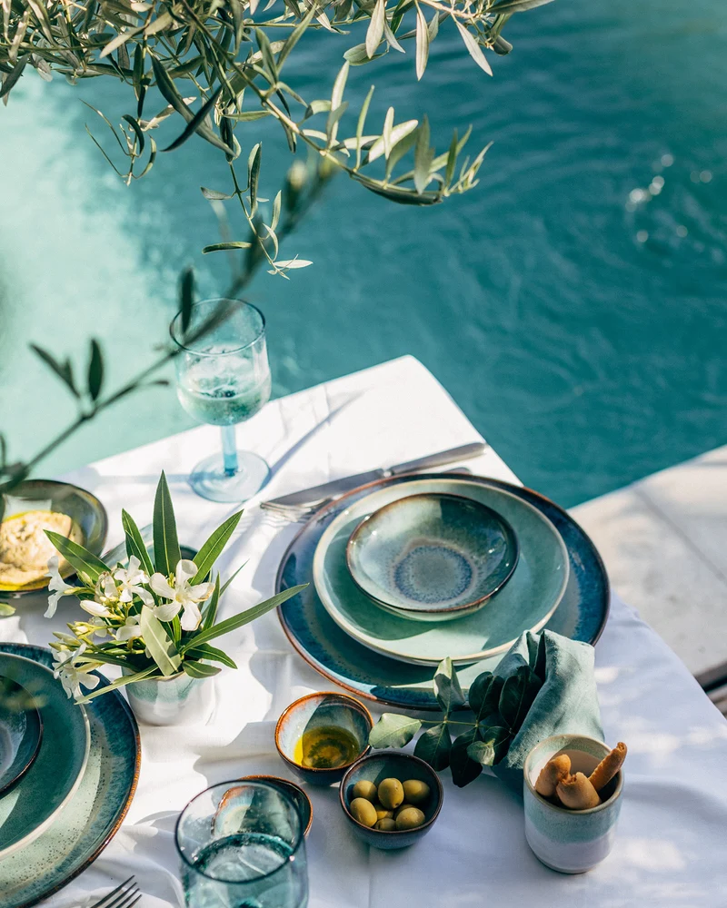 Geschirr-Set Ocean Vibes grünblau mint 32-teilig
