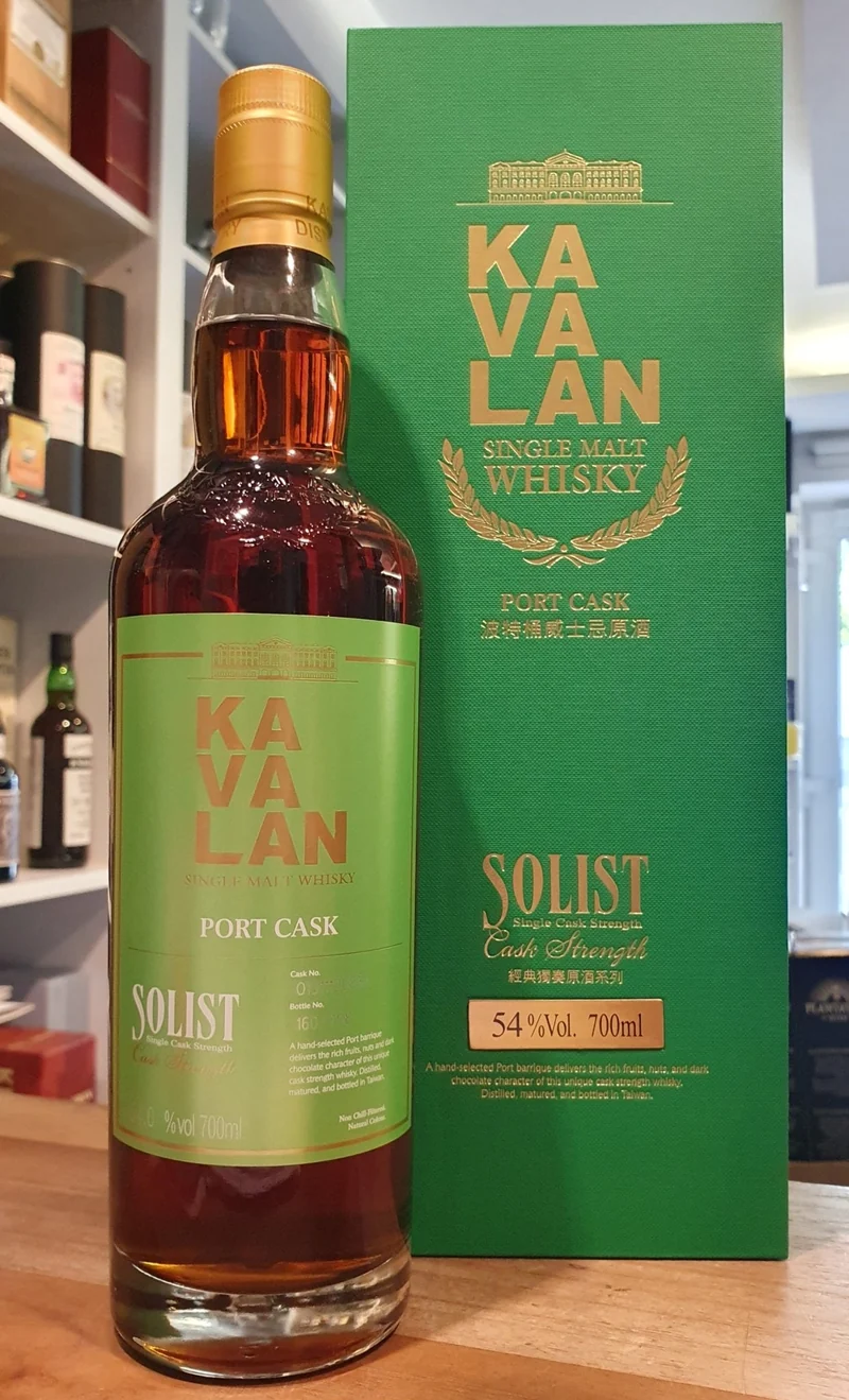 Kavalan Solist Port cask 2015 single cask 0.7l Fl 54%vol. Taiwan Whisky 2083a eckig sb grün