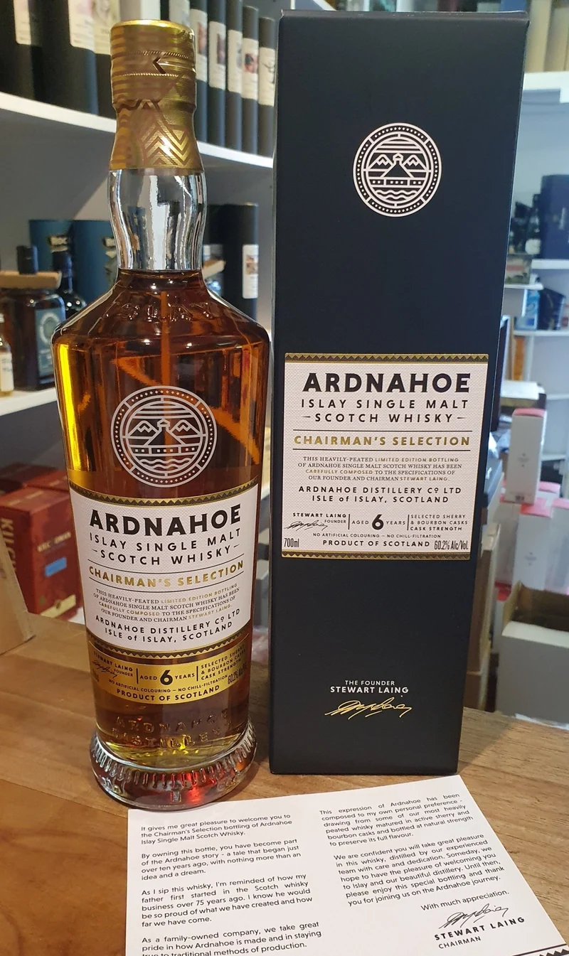 Ardnahoe Chairman‘s Selection Oloroso Cask whisky 0,7l 60,2 % vol. Heavily Peated One Off Limited Edition 6 Y PX Bourbon chairmans