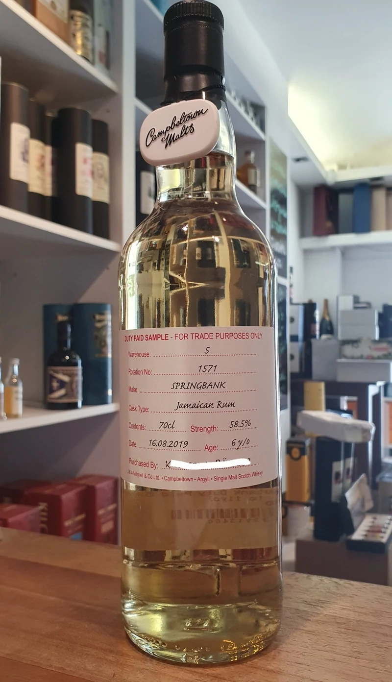 Springbank Cage bottling 2019 distillery exclusive jamaican Rum Cask 0,7l 58,5 % vol. Whisky w5 r1571 duty paid sample