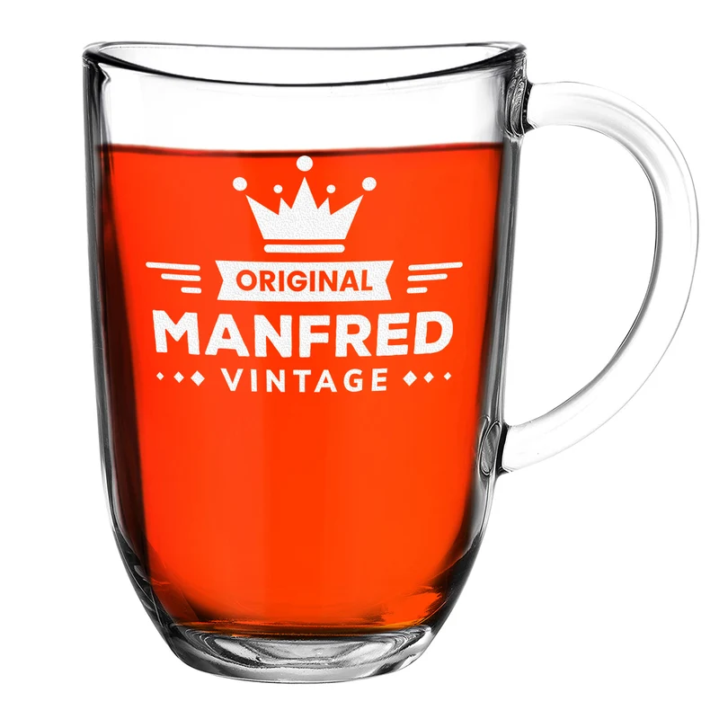 Teebecher aus Glas 380 ml mit Motiv Gravur "Vintage"