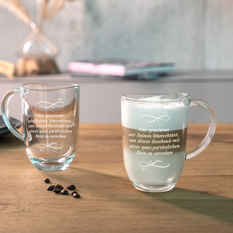 Teeglas Tasse 380 ml mit Gravur - Wunschtext