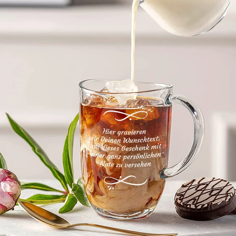 Teeglas Tasse 380 ml mit Gravur - Wunschtext