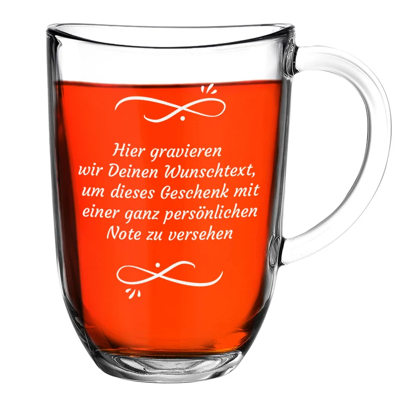 Teeglas Tasse 380 ml mit Gravur - Wunschtext
