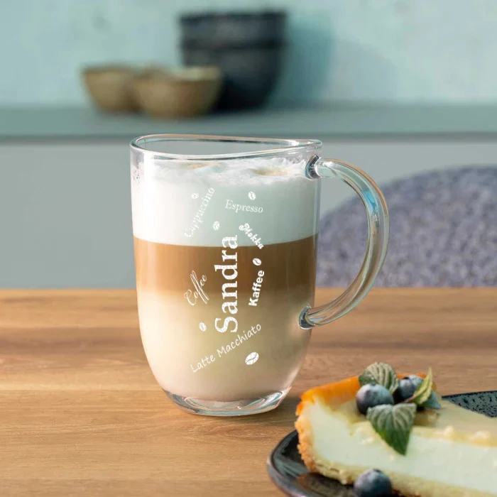 Kaffeeglas groß 380 ml mit personalisierter Gravur als Geschenk