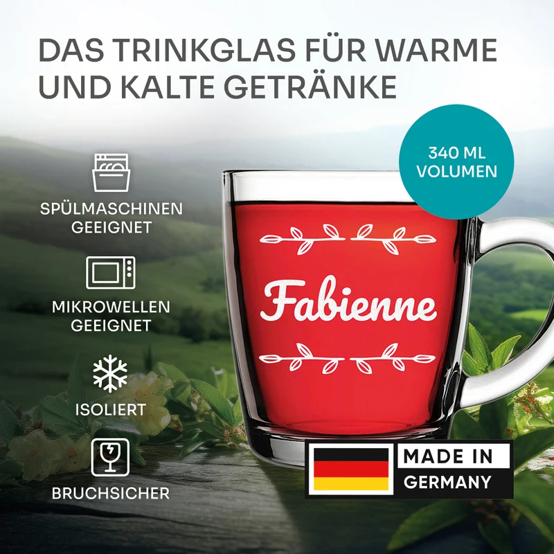 Teeglas 340 ml mit personalisierter Gravur - individuelles Geschenk