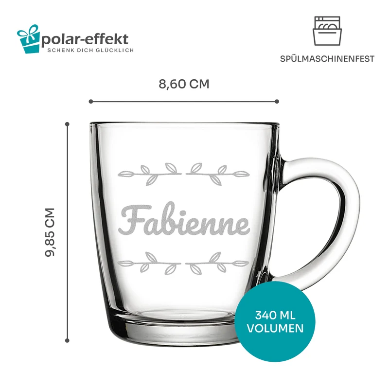Teeglas 340 ml mit personalisierter Gravur - individuelles Geschenk