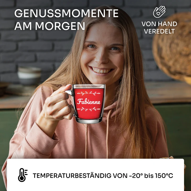 Teeglas 340 ml mit personalisierter Gravur - individuelles Geschenk