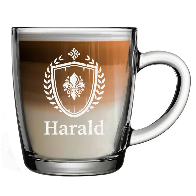 Teeglas modern 340 ml mit personalisierter Gravur - Fleur-de-lis