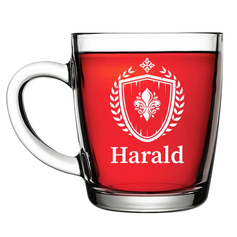 Teeglas modern 340 ml mit personalisierter Gravur - Fleur-de-lis