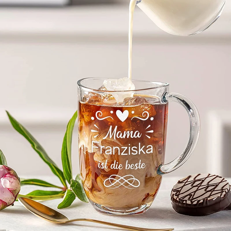Kaffee Glasbecher 380 ml mit Gravur "Mama ist die beste"