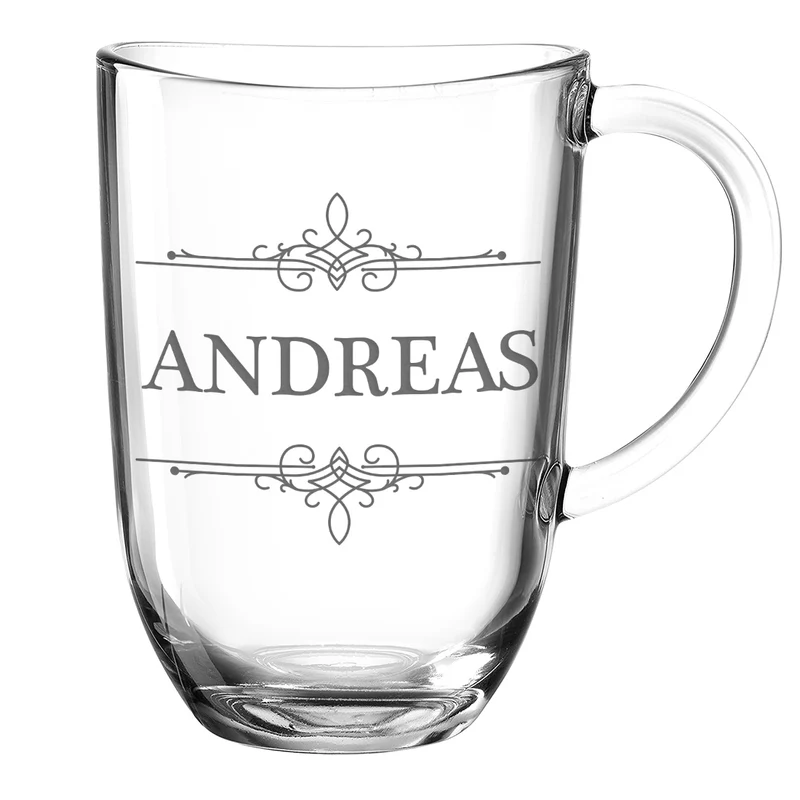 Kaffeetasse aus Glas 380 ml mit Gravur - Motiv Ornament