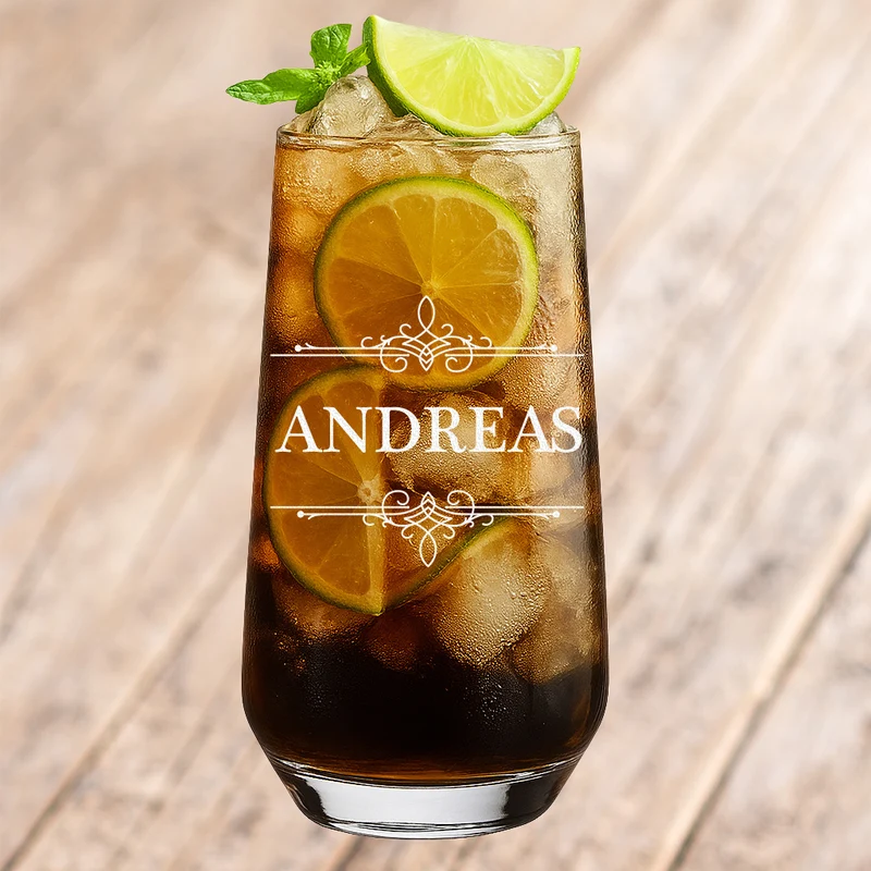 Longdrink Glas 470 ml für Cocktails mit Gravur - Motiv Ornament