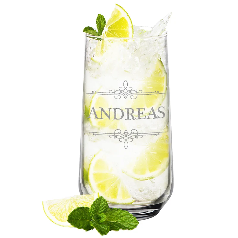 Longdrink Glas 470 ml für Cocktails mit Gravur - Motiv Ornament