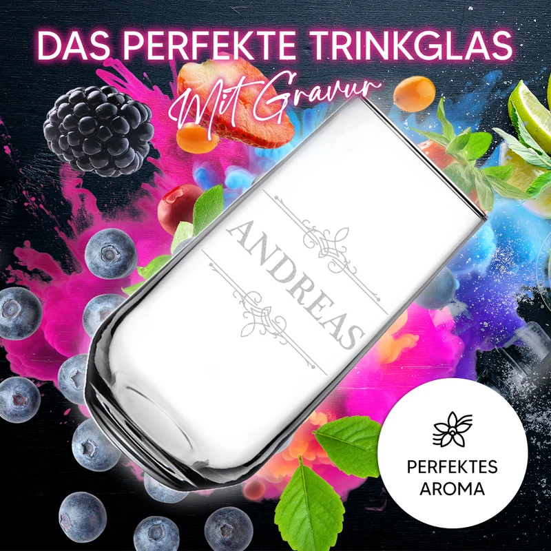 Longdrink Glas 470 ml für Cocktails mit Gravur - Motiv Ornament