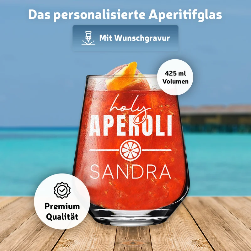 Aperol Spritz Glas 425 ml mit personalisierter Gravur - Holy Aperoli