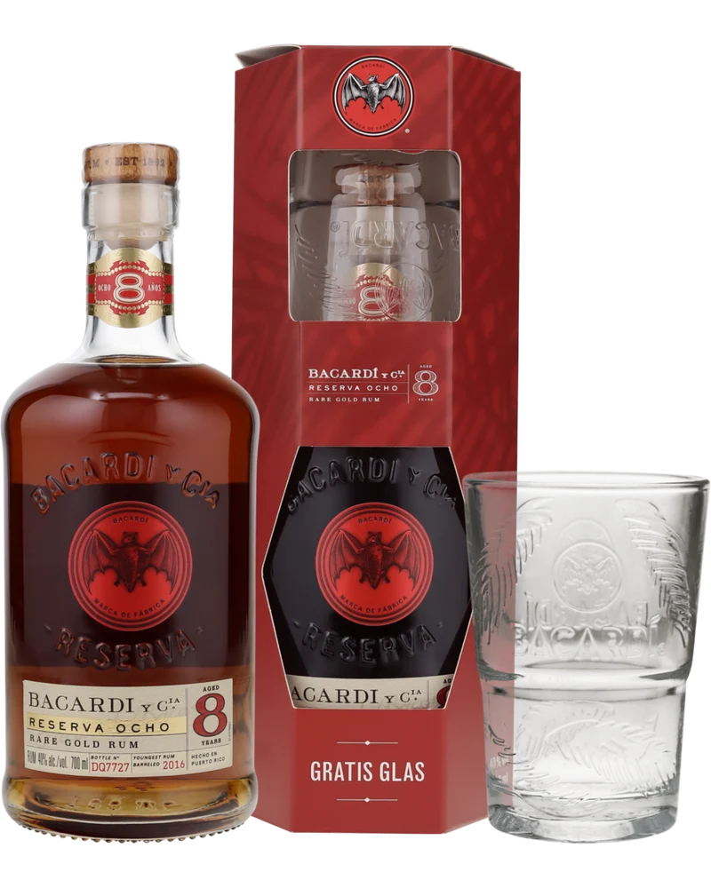BACARDI - Gran Reserva Ocho 8 Jahre Geschenkset - 40% Vol.