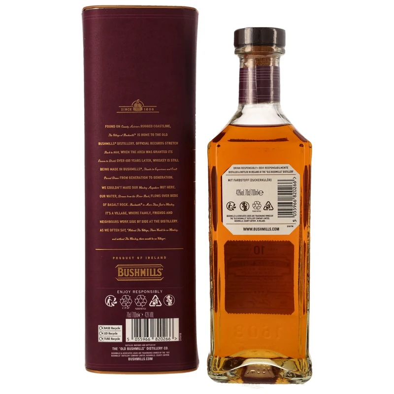 BUSHMILLS - 10 Jahre Vino Dulce Cask Irish Single Malt Whiskey – 43% Vol.