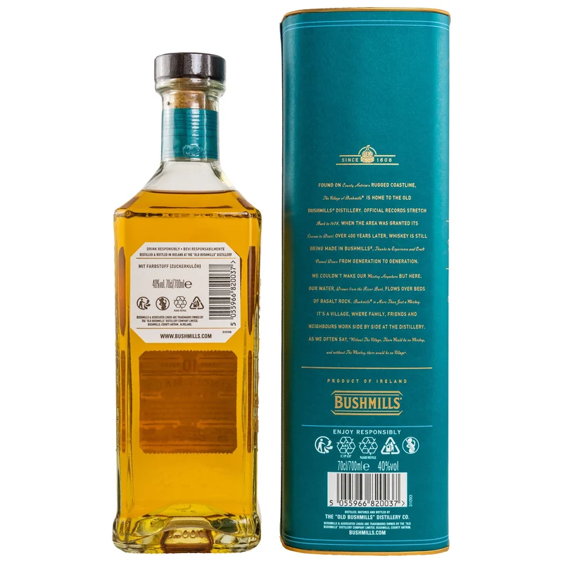 BUSHMILLS - 10 Jahre Single Malt Irish Whiskey - 40% Vol.