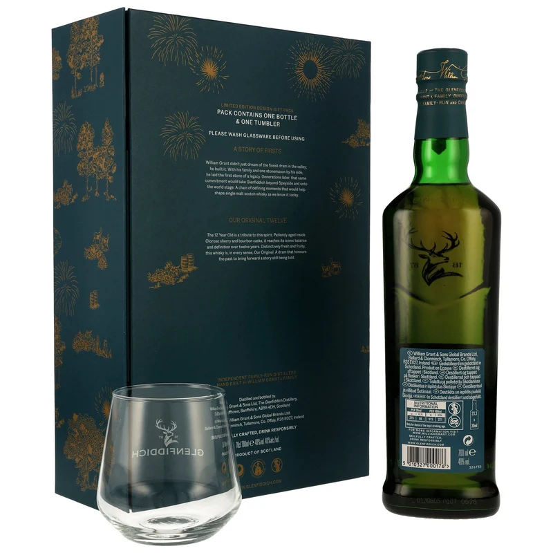GLENFIDDICH - 12 Jahre Limited Design 2026 mit Tumbler - 40% Vol.