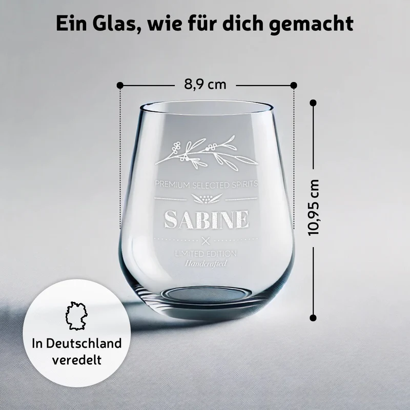 Elegantes Aperitif Glas 425 ml mit Gravur - ideal für Frauen