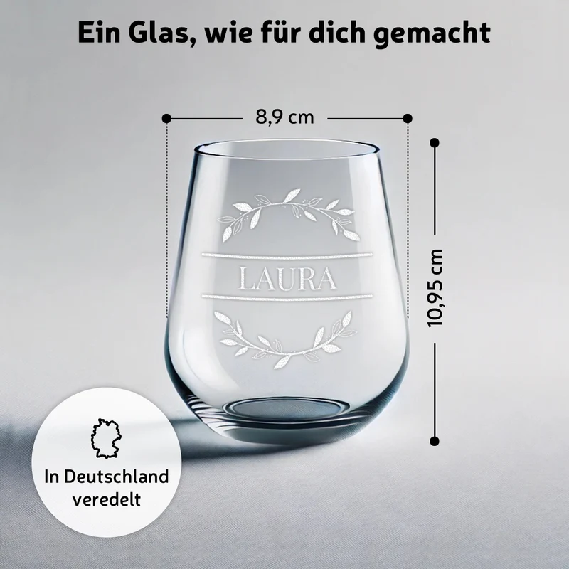 Cocktailglas elegant 425 ml mit personalisierter Gravur - Motiv "Blumenkreis"