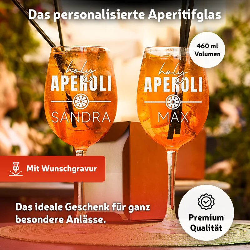 Aperol Glas 460 ml mit personalisierter Gravur "Holy Aperoli"