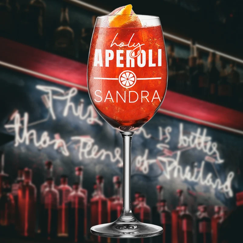 Aperol Glas 460 ml mit personalisierter Gravur "Holy Aperoli"