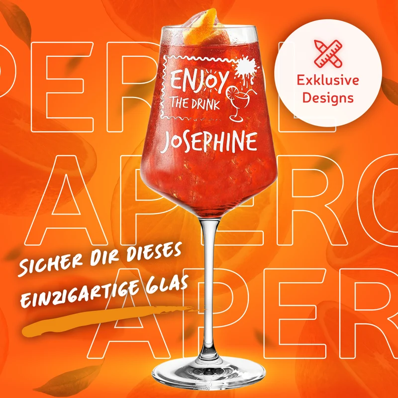 Cocktailglas für Drinks mit Gravur "Enjoy the drink"