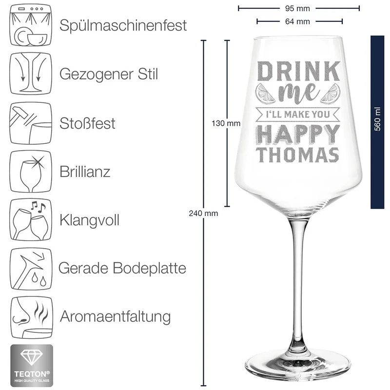 Aperol Spritz Cocktailglas mit personalisierter Gravur
