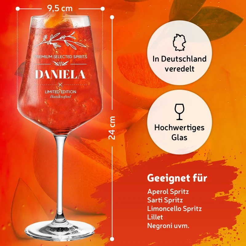 Modernes Aperitif Glas 560 ml mit Wunschgravur für Frauen