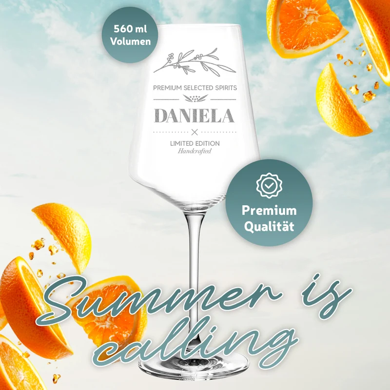 Modernes Aperitif Glas 560 ml mit Wunschgravur für Frauen