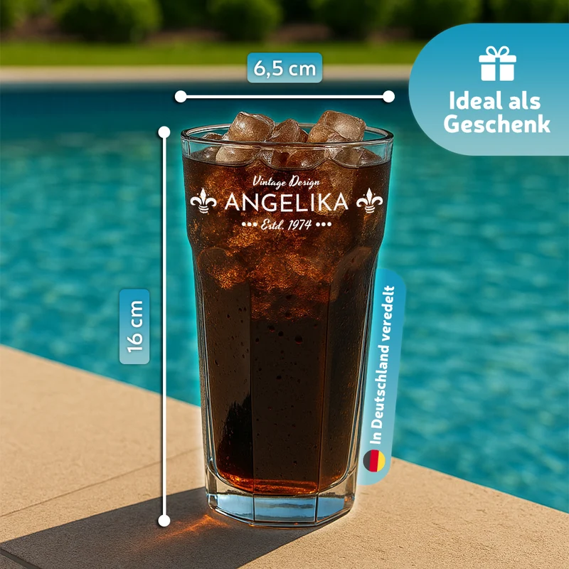 Modernes Trinkglas 480 ml mit Wunschgravur