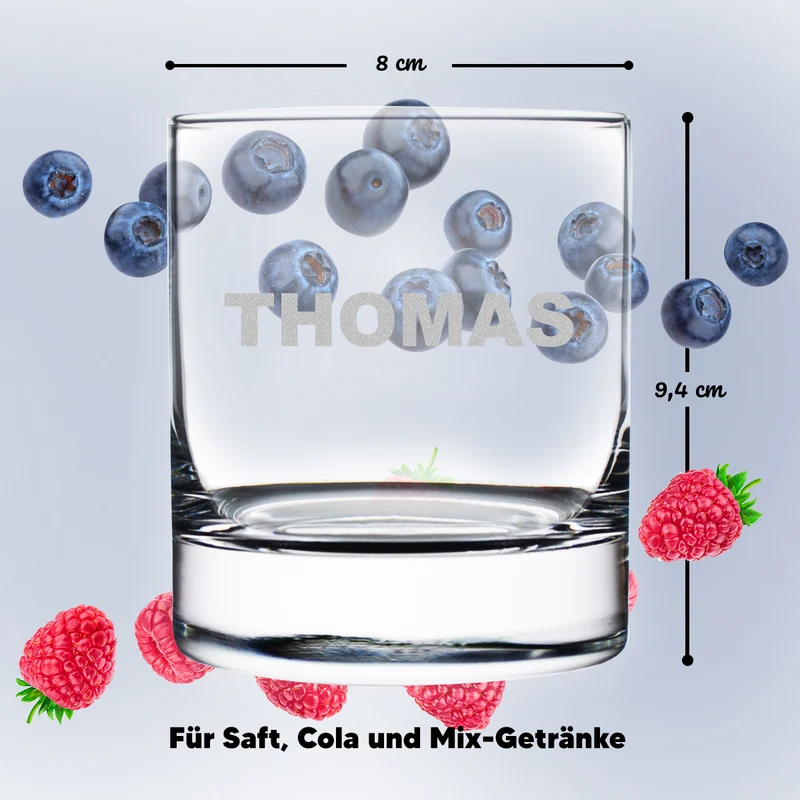 Modernes Trinkglas 320 ml mit Wunschgravur - ideal als Geschenk