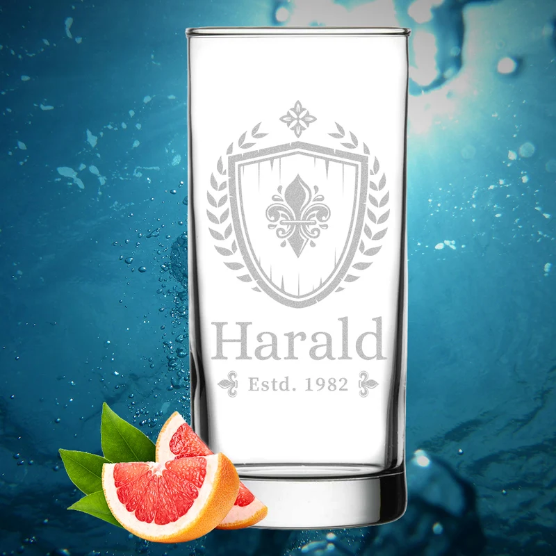 Wasser Trinkglas 485 ml mit personalisierter Gravur