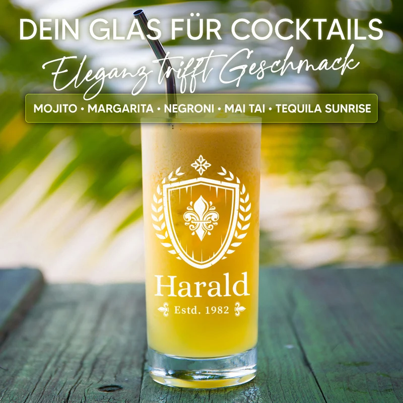 Wasser Trinkglas 485 ml mit personalisierter Gravur