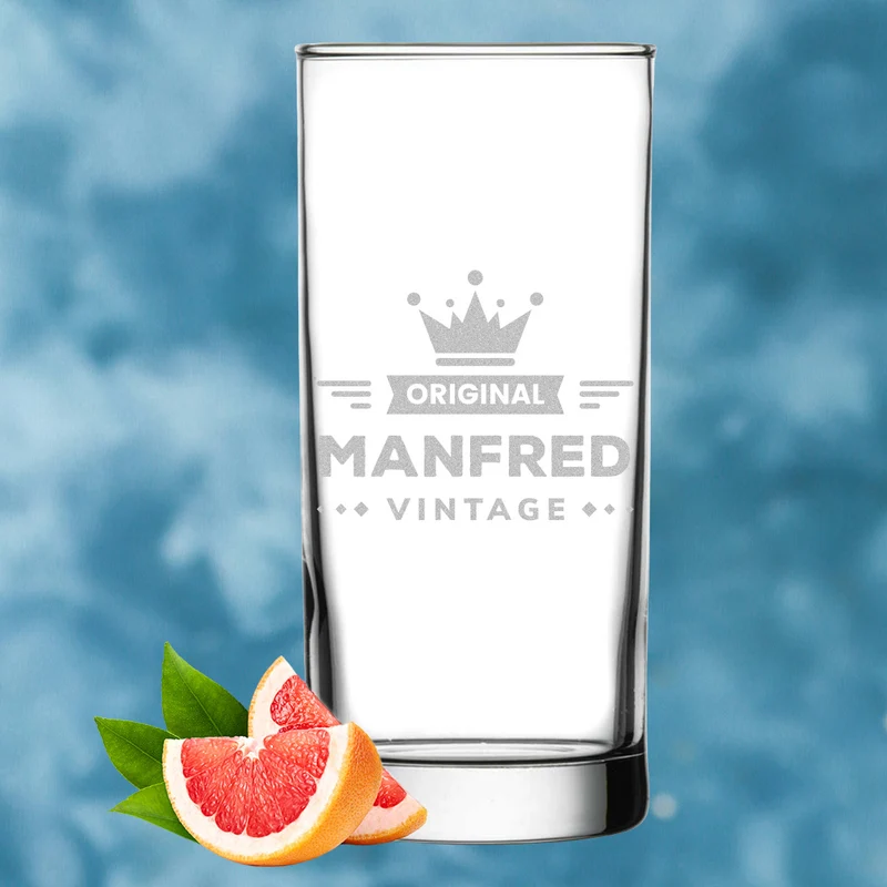Wasser Trinkglas 485 ml mit Motiv Gravur "Vintage"