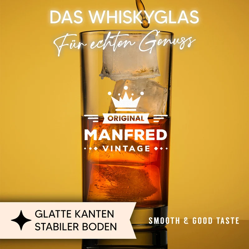 Wasser Trinkglas 485 ml mit Motiv Gravur "Vintage"