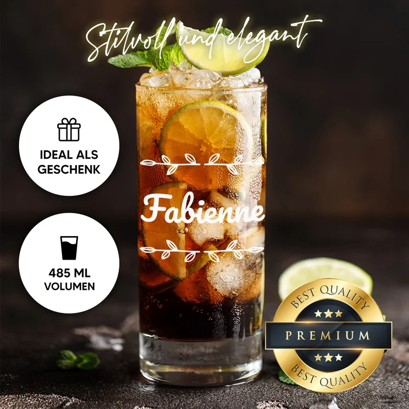 Trinkglas 485 ml für Drinks mit Wunschgravur