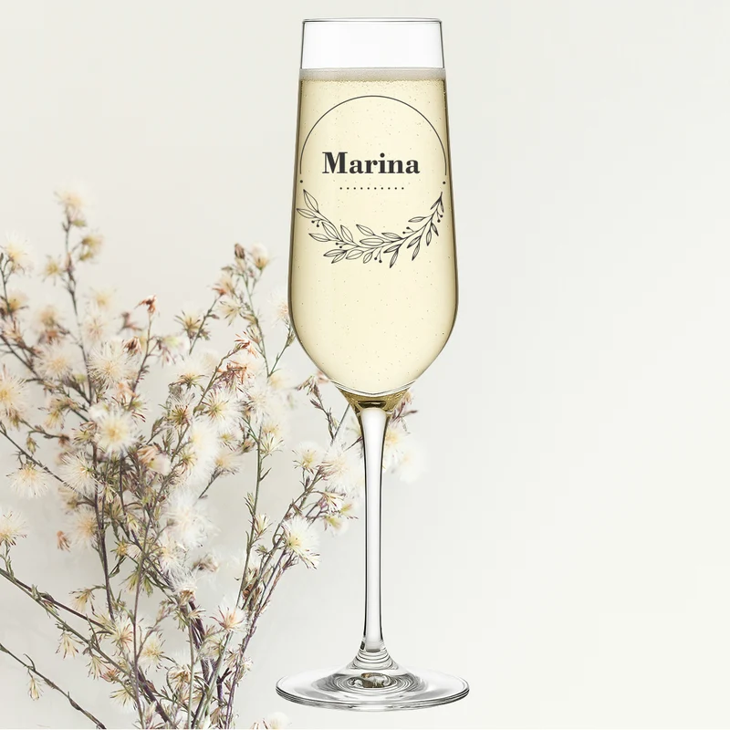 Modernes Sektglas 195 ml mit Gravur für Frauen