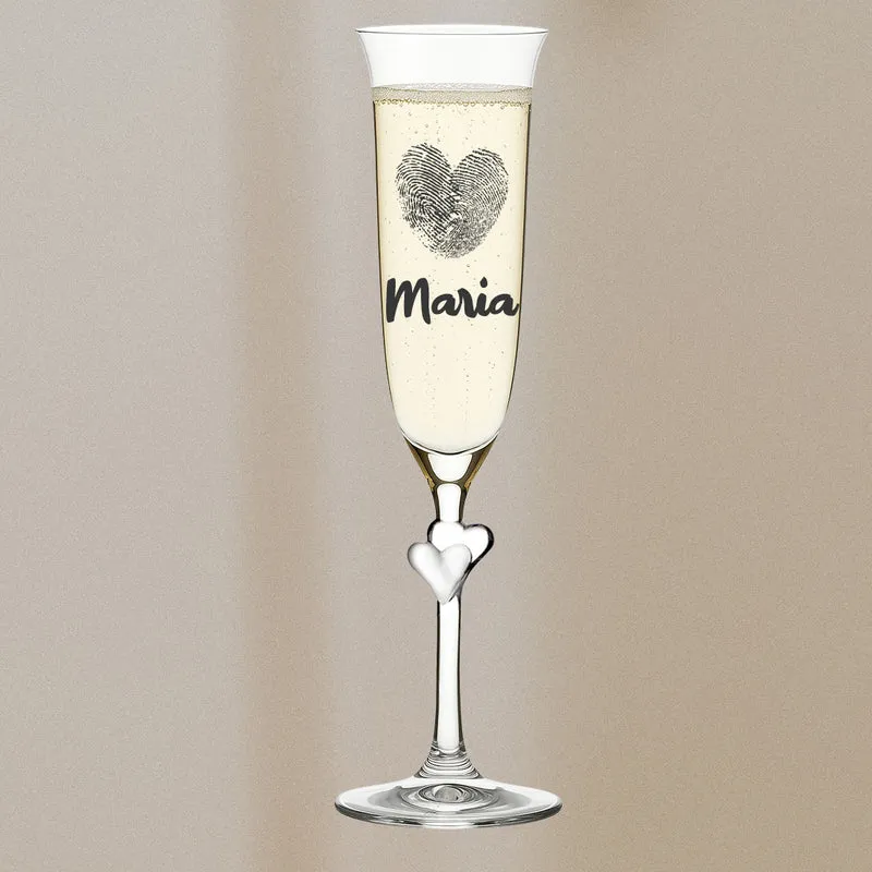 Sektglas 175 ml mit personalisierter Gravur - Herz Fingerabdruck
