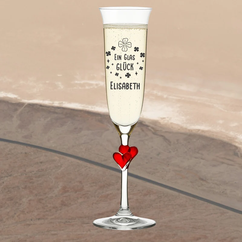 Personalisiertes Sektglas 175 ml mit Gravur "Ein Glas Glück"