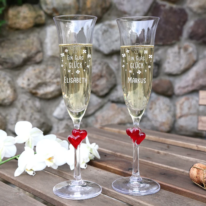 Personalisiertes Sektglas 175 ml mit Gravur "Ein Glas Glück"