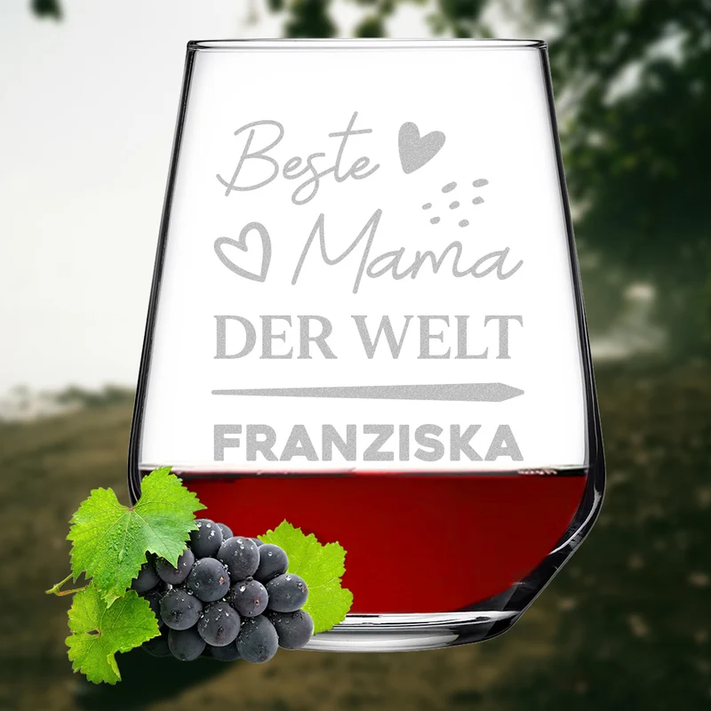 Weinglas elegant 425 ml mit Gravur "Beste Mama der Welt"