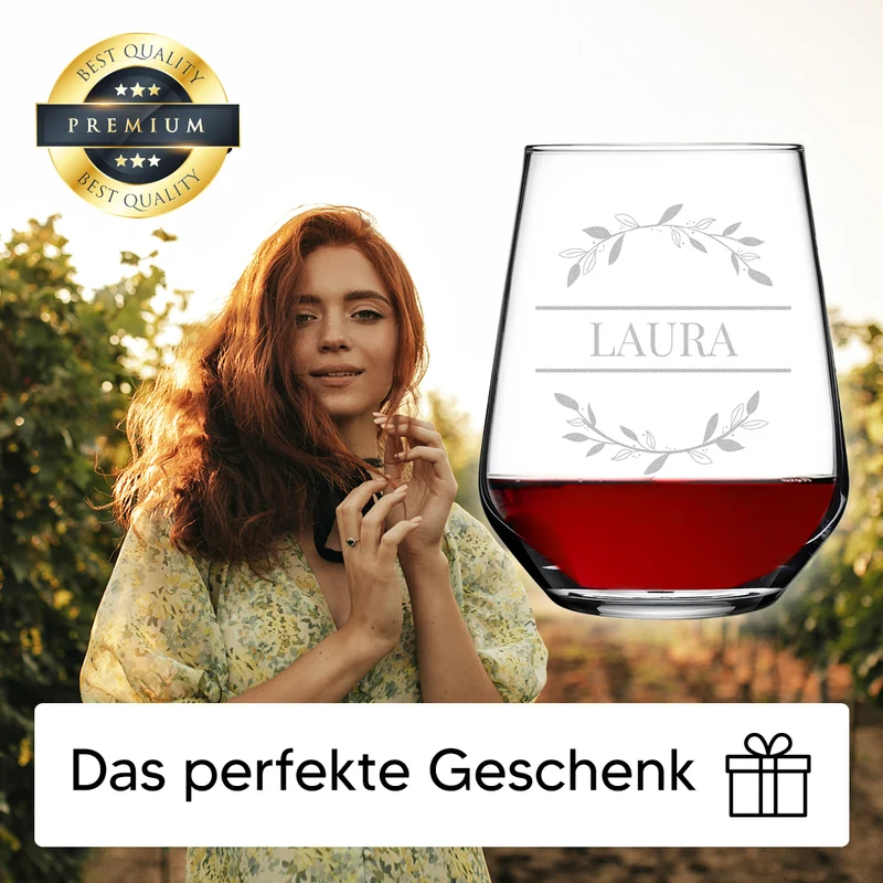 Elegantes Weinglas 425 ml mit Gravur - Personalisiertes Geschenk