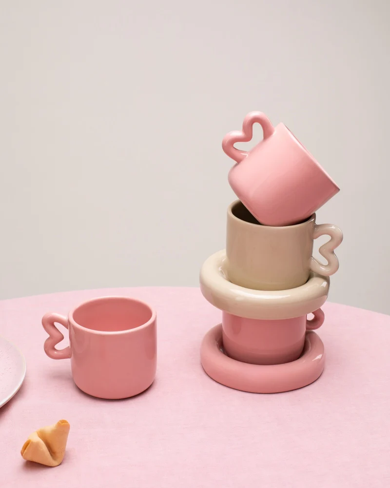 Seia Tasse & Untertasse Herz sand