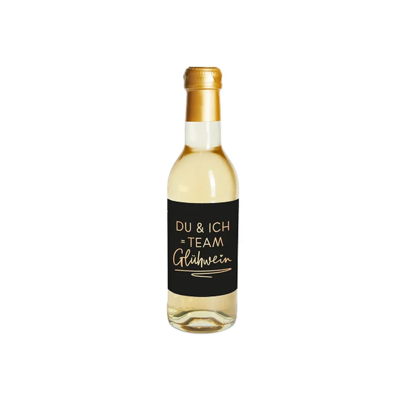 Kleine Flasche weißer Glühwein "Du & ich= TEAM" für Deinen Lieblingskollegen
