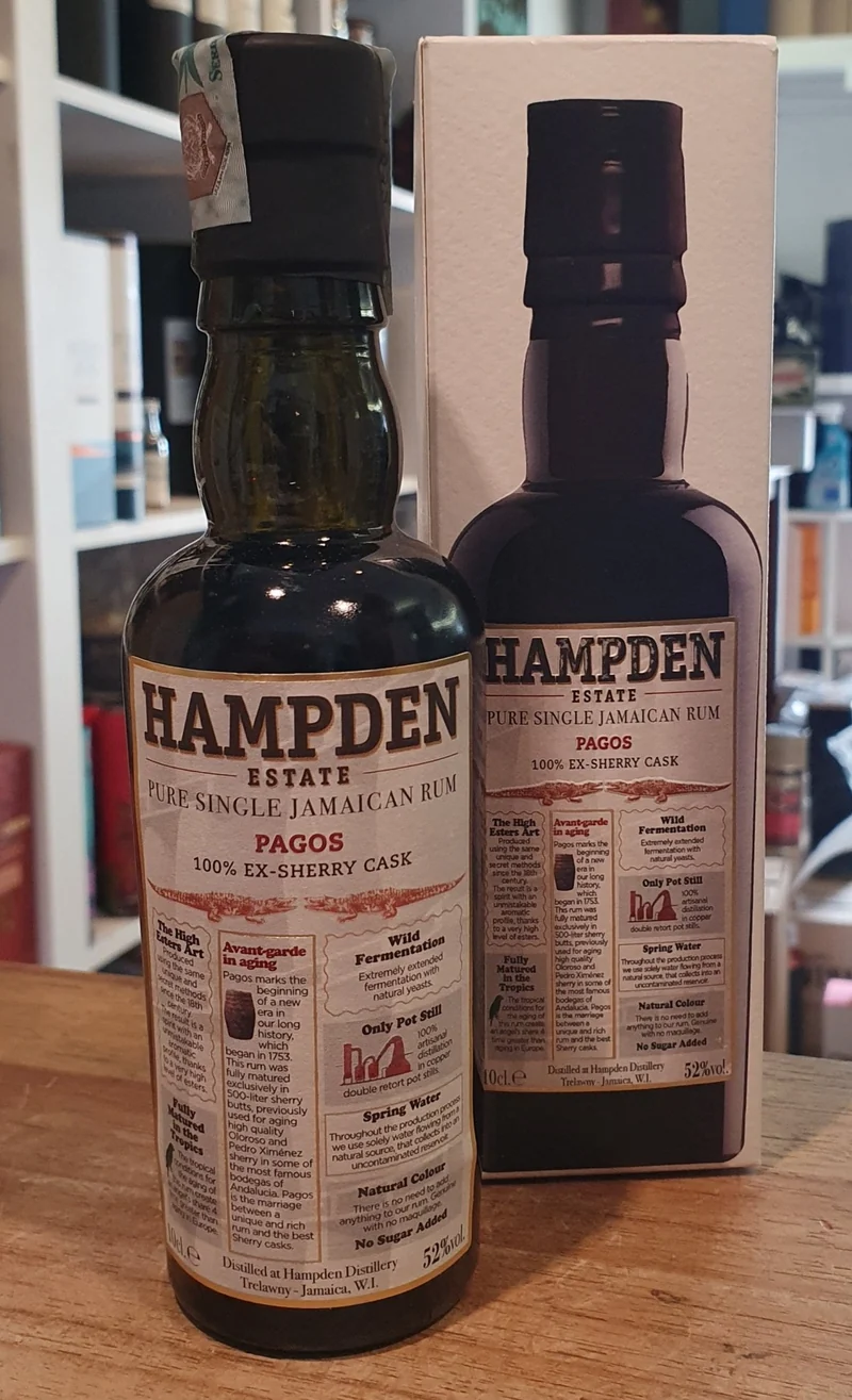 X Hampden Estate Pagos MINI VSGB Ex-Sherry Single Jamaica Rum 52%vol. 0,1l Jamaika