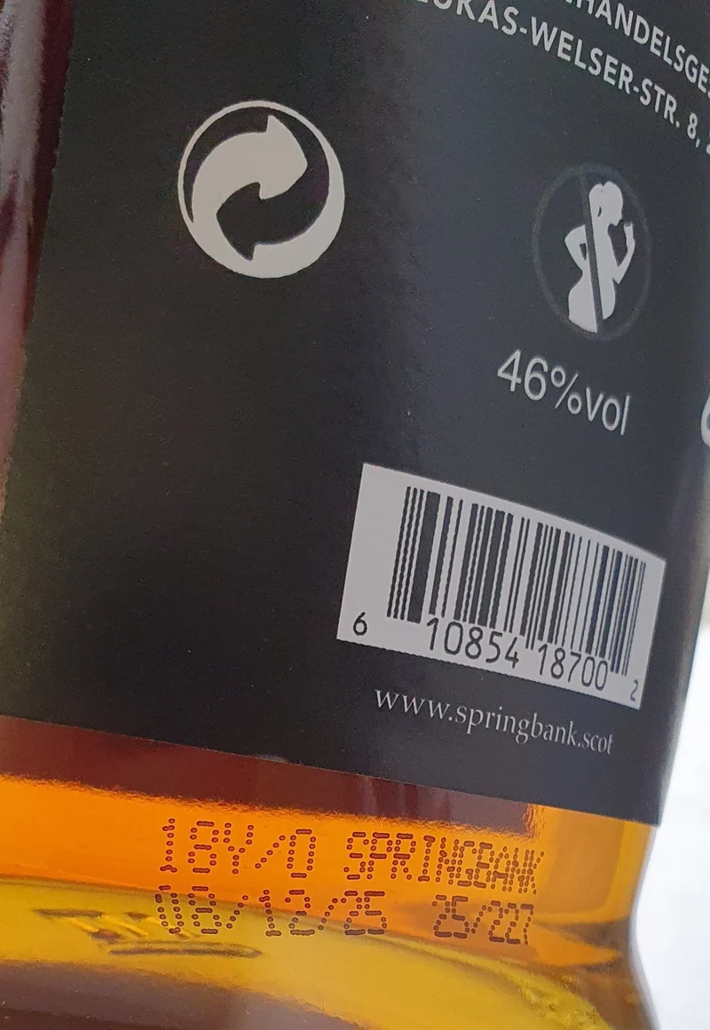 Springbank 18 y 0,7l 46 % vol. Whisky