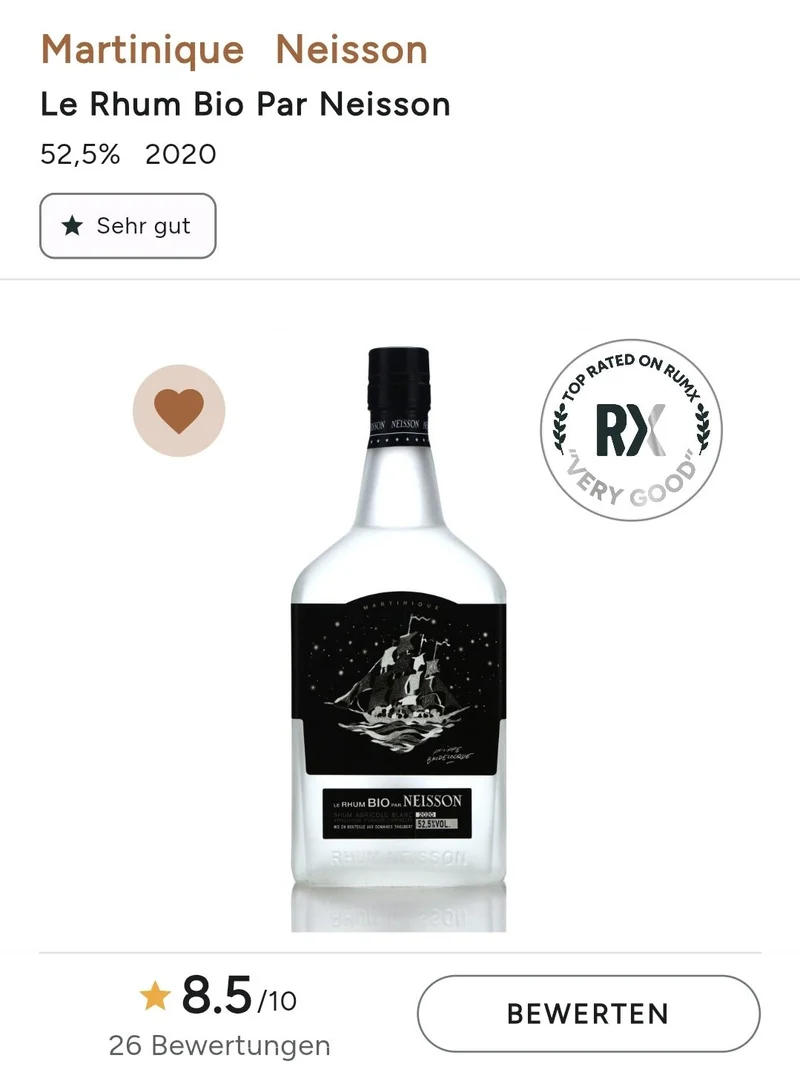 Neisson blanc Bio par 2022 52,5% vol. 0,7l Rum Agricole Rhum Martinique sb